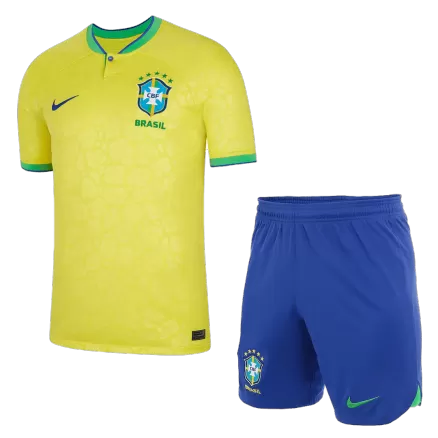 Men's Brazil Home Soccer Jersey Kit (Jersey+Shorts) 2022 - BuyJerseyshop