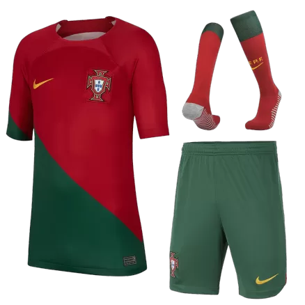 Kids Portugal Home Soccer Jersey Whole Kit (Jersey+Shorts+Socks) 2022/23 - BuyJerseyshop