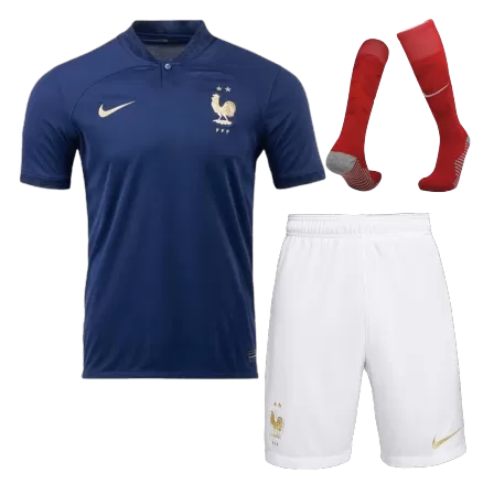 Men's France Home Soccer Jersey Whole Kit (Jersey+Shorts+Socks) 2022 - BuyJerseyshop