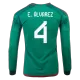 Men's E.ÁLVAREZ #4 Mexico Home Soccer Long Sleeves Jersey Shirt 2022 - BuyJerseyshop