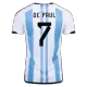 Men's DE PAUL #7 Argentina Home Soccer Jersey Shirt 2022 - BuyJerseyshop