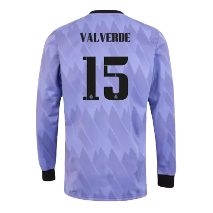 Men's VALVERDE #15 Real Madrid Away Soccer Long Sleeves Jersey Shirt 2022/23 - BuyJerseyshop