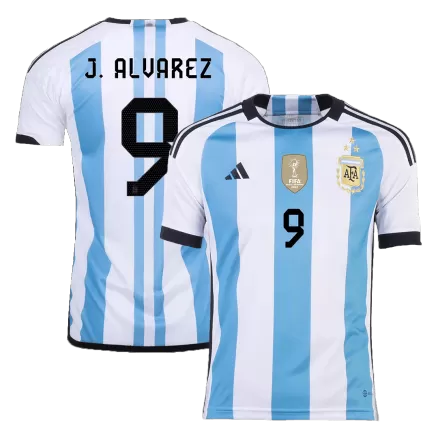 Men's J. ALVAREZ #9 Argentina Home Soccer Jersey Shirt 2022 - BuyJerseyshop