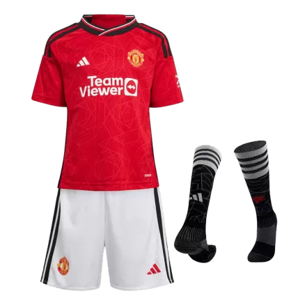 Kids's Manchester United Home Soccer Jersey Whole Kit (Jersey+Shorts+Socks) 2023/24 - BuyJerseyshop