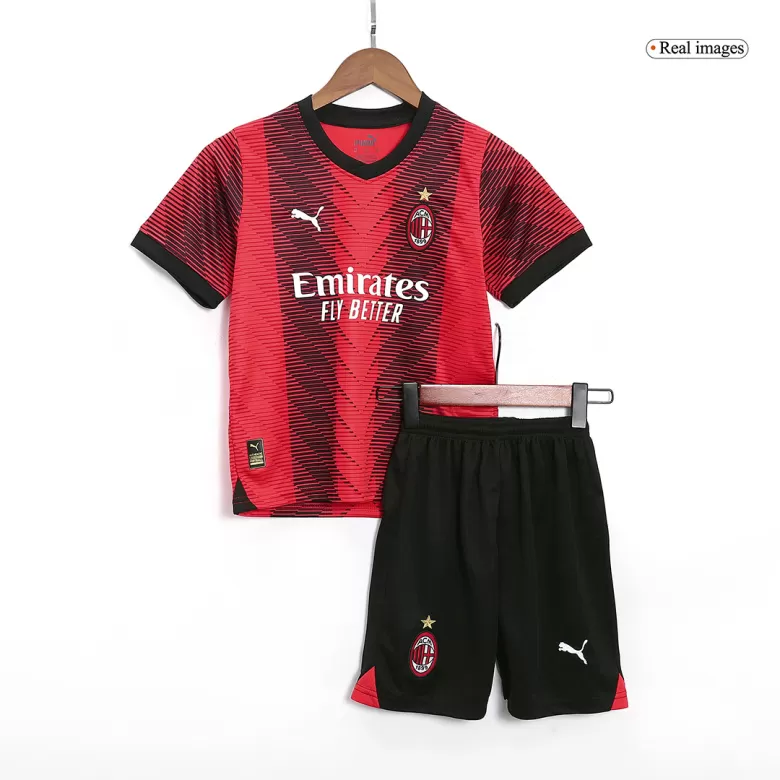 Kids AC Milan Home Soccer Jersey Kit (Jersey+Shorts) 2023/24 - BuyJerseyshop