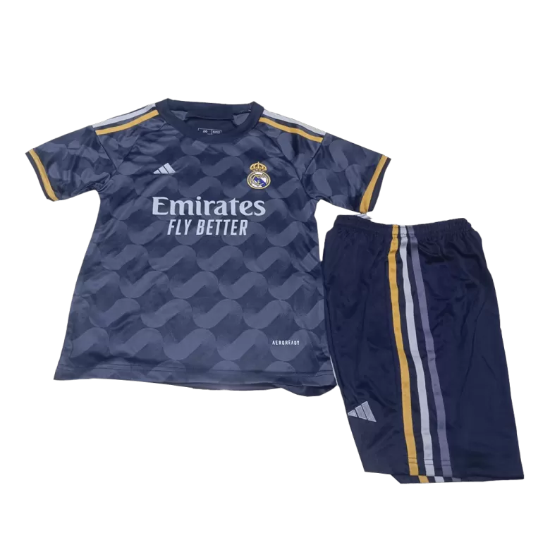Kids Real Madrid Away Soccer Jersey Whole Kit (Jersey+Shorts+Socks) 2023/24 - BuyJerseyshop