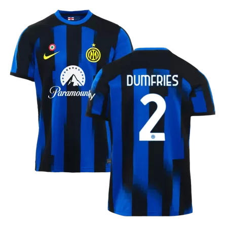 Men's DUMFRIES #2 Inter Milan Home Soccer Jersey Shirt 2023/24 - BuyJerseyshop
