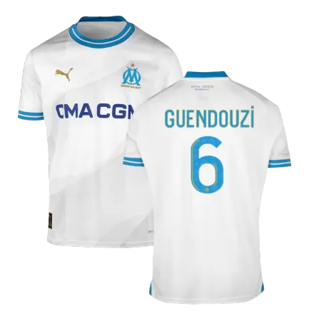 Men's GUENDOUZI #6 Marseille Home Soccer Jersey Shirt 2023/24 - BuyJerseyshop