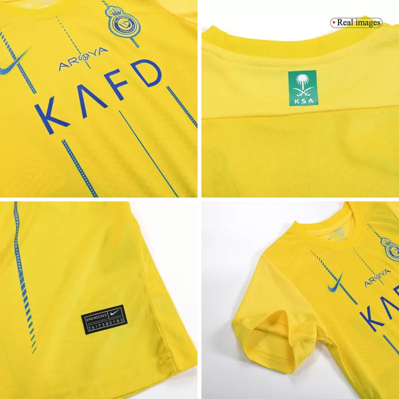 Kids Al Nassr Home Soccer Jersey Whole Kit (Jersey+Shorts+Socks) 2023/24 - BuyJerseyshop