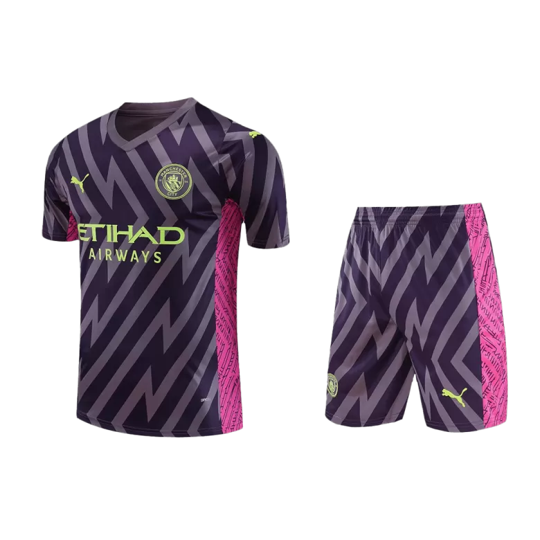 Men's Manchester City Goalkeeper Soccer Jersey Kit (Jersey+Shorts) 2023/24 - BuyJerseyshop