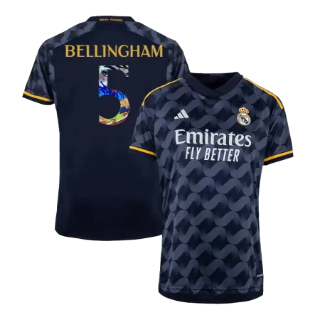 Men's BELLINGHAM #5 Real Madrid Away Soccer Jersey Shirt 2023/24-Sen2 Font - BuyJerseyshop