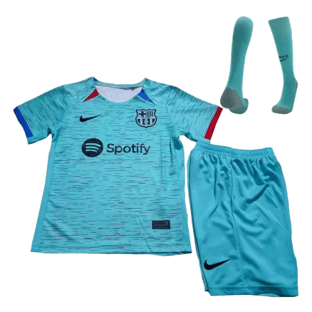 Kids Barcelona Third Away Soccer Jersey Whole Kit (Jersey+Shorts+Socks) 2023/24 - BuyJerseyshop