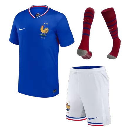 Men's France Home Soccer Jersey Whole Kit (Jersey+Shorts+Socks) 2024 - BuyJerseyshop