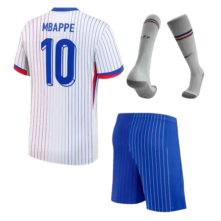Kids MBAPPE #10 France Away Soccer Jersey Whole Kit (Jersey+Shorts+Socks) 2024 - BuyJerseyshop