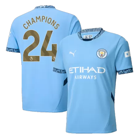 Men's CHAMPIONS #24 Manchester City Home Soccer Jersey Shirt 2024/25 - BuyJerseyshop