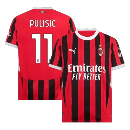 Men's PULISIC #11 AC Milan Home Soccer Jersey Shirt 2024/25 - BuyJerseyshop