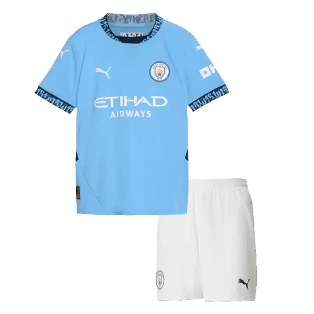 Kids Manchester City Home Soccer Jersey Kit (Jersey+Shorts) 2024/25 - BuyJerseyshop