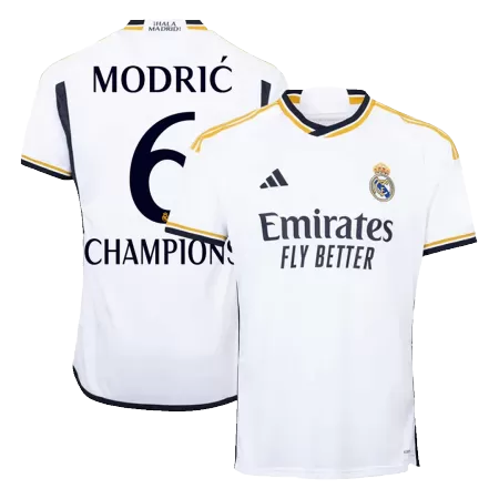 Men's MODRIĆ #6 CHAMPIONS Real Madrid Home Soccer Jersey Shirt 2023/24 - BuyJerseyshop