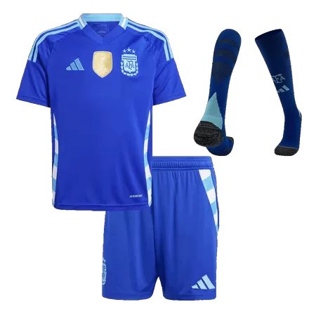 Kids's Argentina Away Soccer Jersey Whole Kit (Jersey+Shorts+Socks) 2024 - BuyJerseyshop