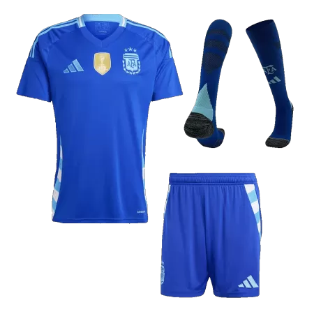 Men's Argentina Away Soccer Jersey Kit  (Jersey+Shorts+Socks) 2024 - BuyJerseyshop