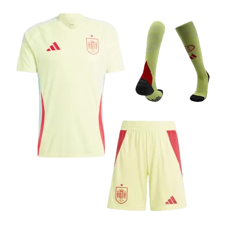 Men's Spain Away Soccer Jersey Whole Kit (Jersey+Shorts+Socks) 2024 - BuyJerseyshop