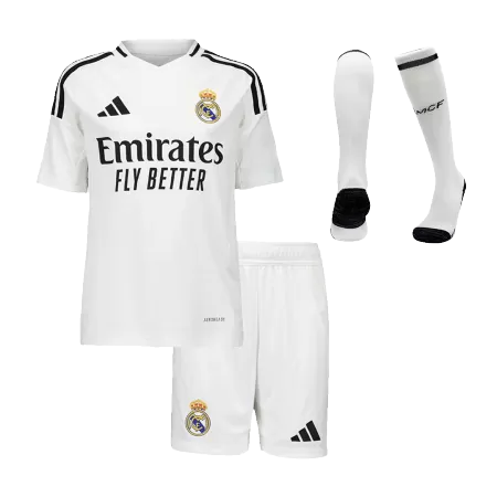 Kids Real Madrid Home Soccer Jersey Whole Kit (Jersey+Shorts+Socks) 2024/25 - BuyJerseyshop