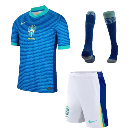 Men's Brazil Away Soccer Jersey Whole Kit (Jersey+Shorts+Socks) 2024 - BuyJerseyshop