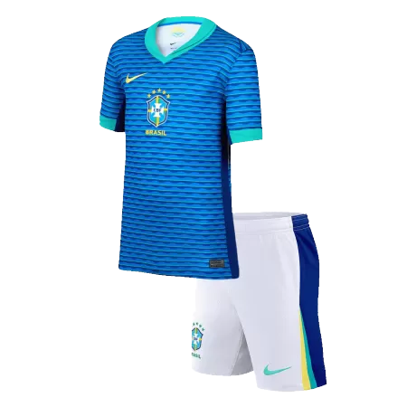 Kids Brazil Away Soccer Jersey Kit (Jersey+Shorts) 2024 - BuyJerseyshop