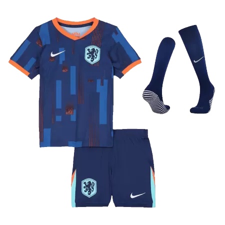 Kids Netherlands Away Soccer Jersey Whole Kit (Jersey+Shorts+Socks) 2024 - BuyJerseyshop