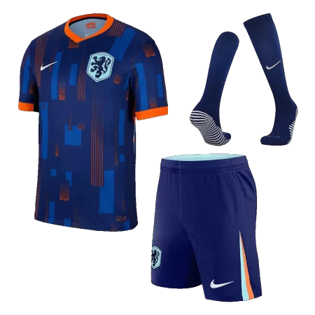 Men's Netherlands Away Soccer Jersey Whole Kit (Jersey+Shorts+Socks) 2024 - BuyJerseyshop