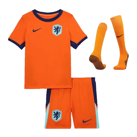 Kids Netherlands Home Soccer Jersey Whole Kit (Jersey+Shorts+Socks) 2024 - BuyJerseyshop